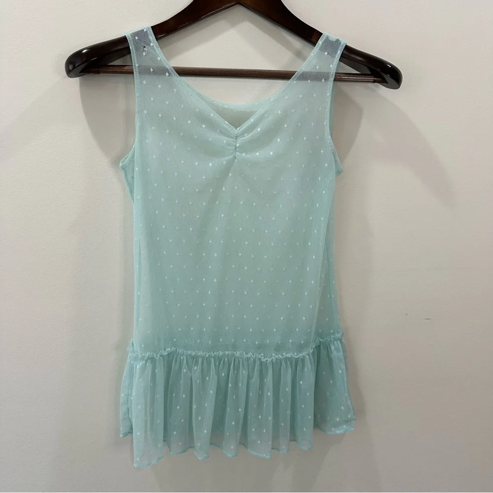 American Girl Truly Me Spring Breeze Dress Girls Size 10 Aqua Mesh Ruffle - Picture 8 of 14